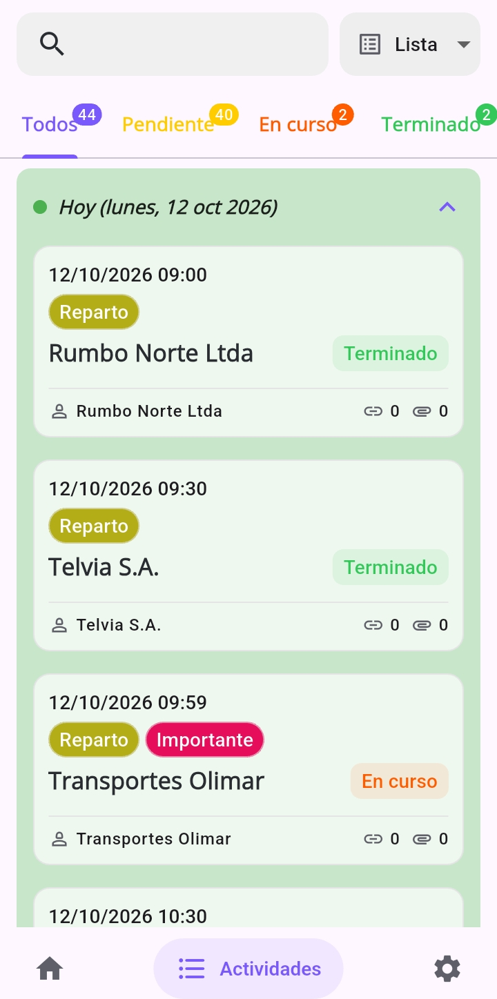 App de FS Mobile con las entregas del día